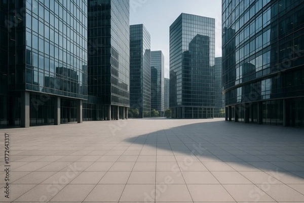 Fototapeta Modern urban business buildings with empty interior floors ready for construction or development