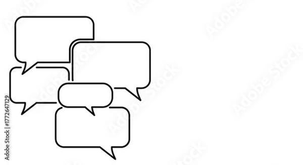 Fototapeta Blank speech bubbles cluster communicating ideas conversation dialogue information exchange vector