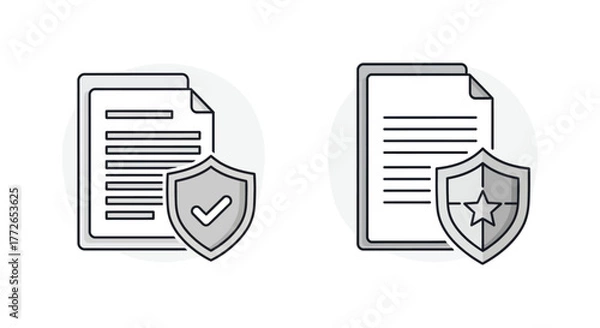 Obraz Documents with security shields icons representing data protection confidentiality and privacy vector