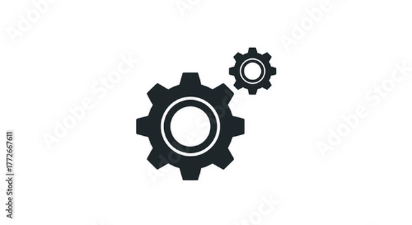 Obraz Two interlocking gears symbolizing mechanical engineering precision and teamwork vector