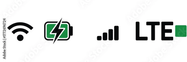Obraz Collection of vector icons signal battery lte and wi-fi for digital interfaces vector