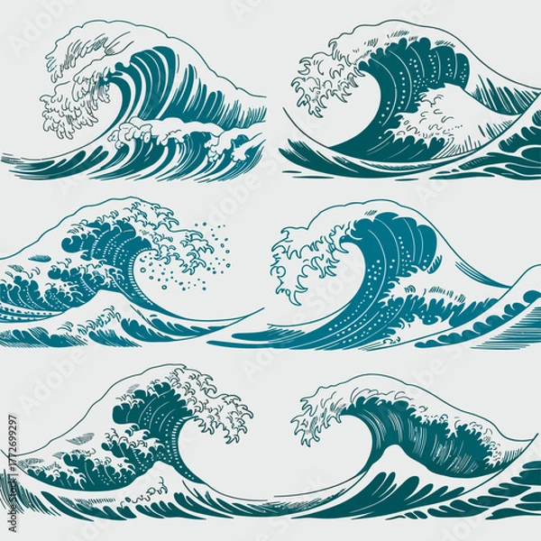 Fototapeta seamless sea pattern with fishes and sea animals vector design