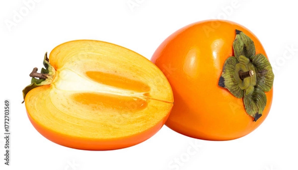 Obraz Dual Persimmon Compositions Representing Autumn Fruit and Natural Sweetness – isolated on transparent background