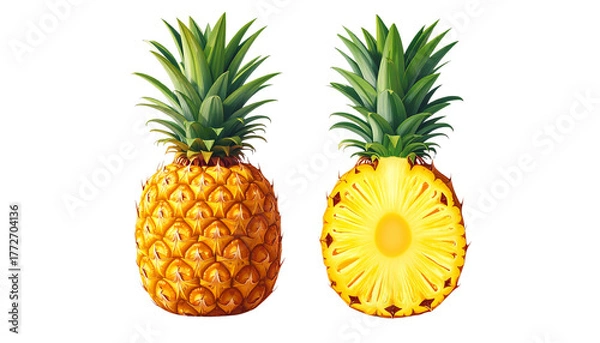 Fototapeta  Two Pineapple Fruit Variations – isolated on transparent background