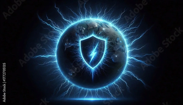 Fototapeta digital background with shield and lock for security