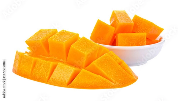 Fototapeta Pair of Whole and Halved Papayas Showcasing Tropical Freshness – isolated on transparent background