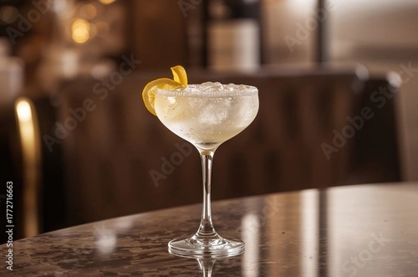 Fototapeta French 75 cocktail made with lemon-flavored hard seltzer instead of champagne