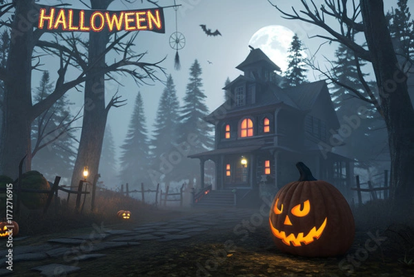 Obraz halloween background with pumpkin