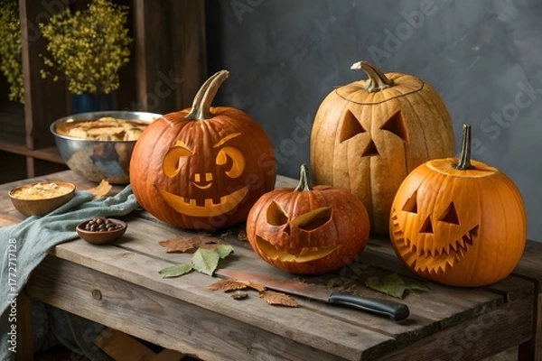 Obraz halloween pumpkin carving designs 