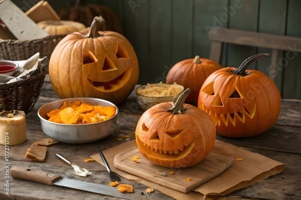 Obraz pumpkin carving designs Halloween creativity 