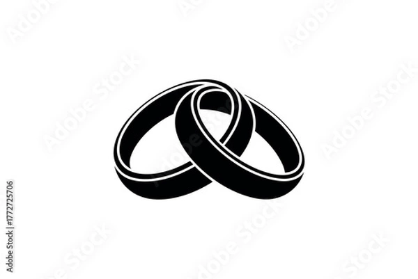 Obraz Two interlocking wedding rings symbolize union and commitment.