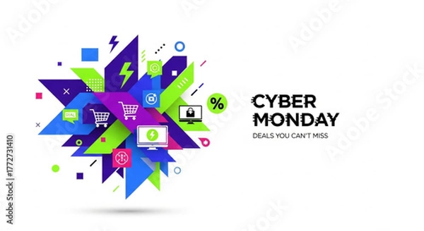Obraz Modern Cyber Monday Discount Background for Online Shopping