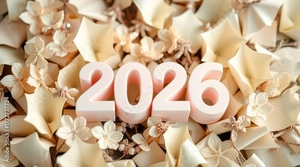 Obraz New Year 2026 paper in colors