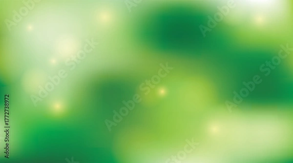 Fototapeta Vector illustration of soft green nature gradient background with smooth color transitions and bokeh light spots for natural eco-friendly design