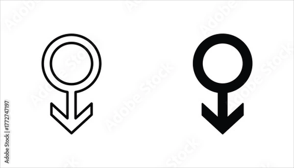 Fototapeta Male gender icon set. Single line Male gender icon vector background. Vector illustration for web design. Isolated on white background.