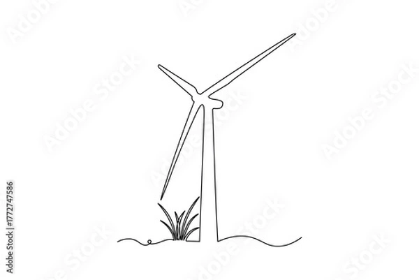 Obraz Wind turbine icon continuous one line drawing minimalist style vector illustration
