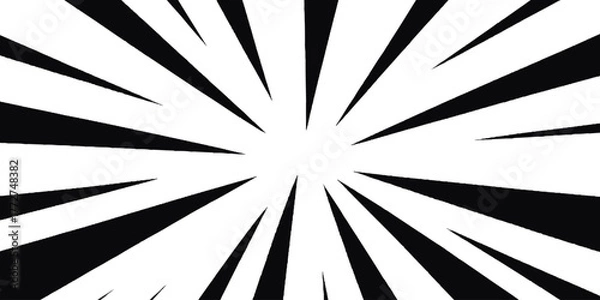 Fototapeta Sunbrust grunge  black and white comic pop art background,Abstract black and white radiating lines converging.