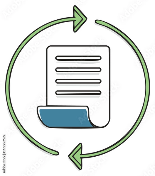 Fototapeta Document with Circular Arrows Indicating Process and Renewal