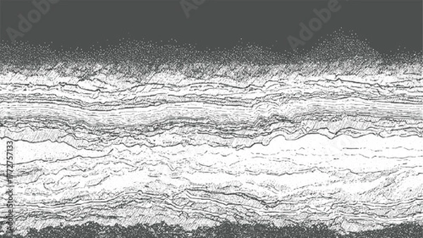Fototapeta Abstract layered geological strata texture with hatching and stippling background pattern