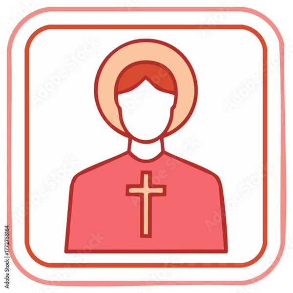 Obraz Religious Icon Illustration Featuring a Figure with Halo and Cross Symbol