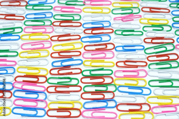 Obraz Colored paper clips for papers