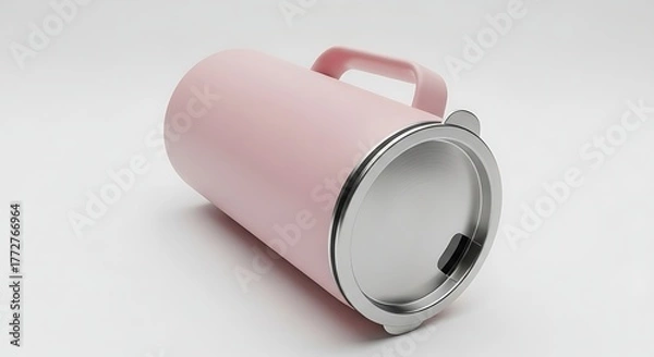 Fototapeta Pastel Pink Tumbler with Lid: Stylish and Sleek Container for Modern Lifestyle