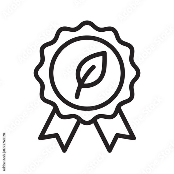 Fototapeta Organic Certification Badge Icon, Eco Agriculture Vector
