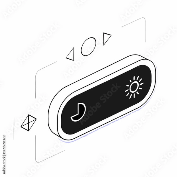 Fototapeta Isometric Toggle Switch Illustration for Day and Night Mode UI Design