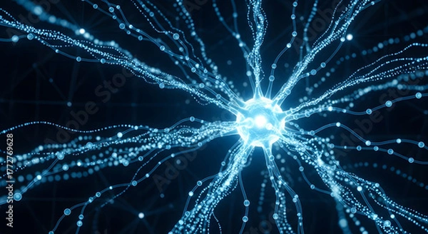 Obraz Captivating neuron cell network illustration, visualizing brain activity and neural connections, perfect for science and technology projects, innovative designs