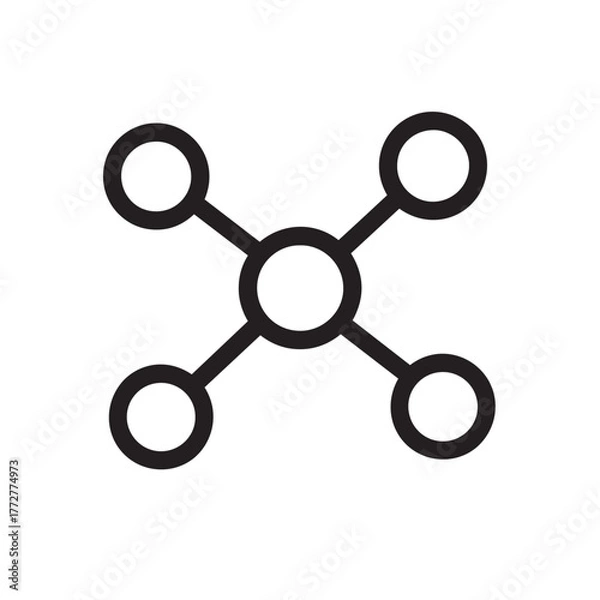 Fototapeta Network Nodes Icon, Data Connection Points Symbol for Digital Communication and Cloud Structure.
