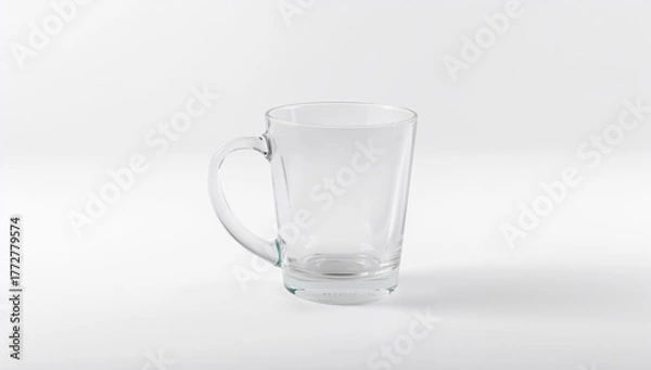 Fototapeta Empty glass on a white surface, ideal for minimalistic designs