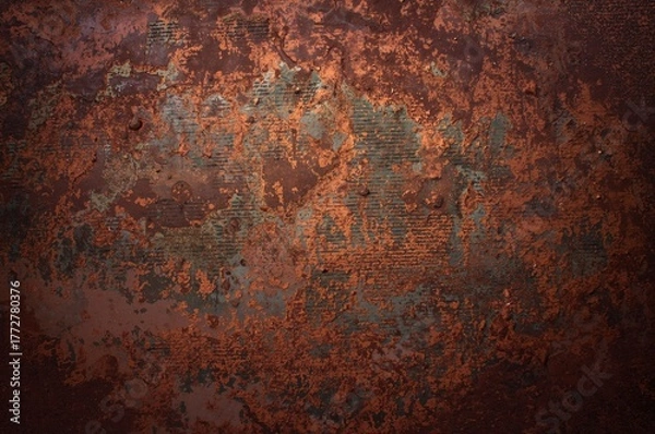 Fototapeta Corroded surface with metallic backdrop