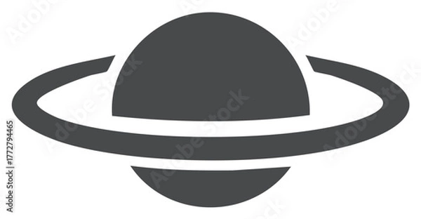 Fototapeta A minimalist glyph icon of a planet with a ring system representing space astronomy and the solar system