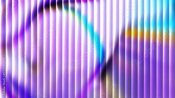 Fototapeta Abstract liquid glass gradient stripes background with blurry purple blue and yellow hues for modern design applications vector