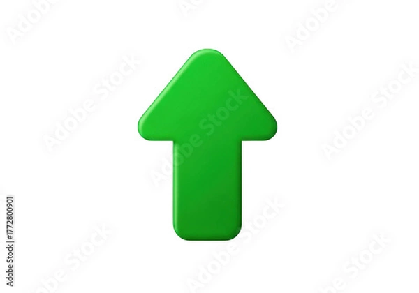 Obraz Bright green upward arrow icon indicating progress or direction isolated on transparent background