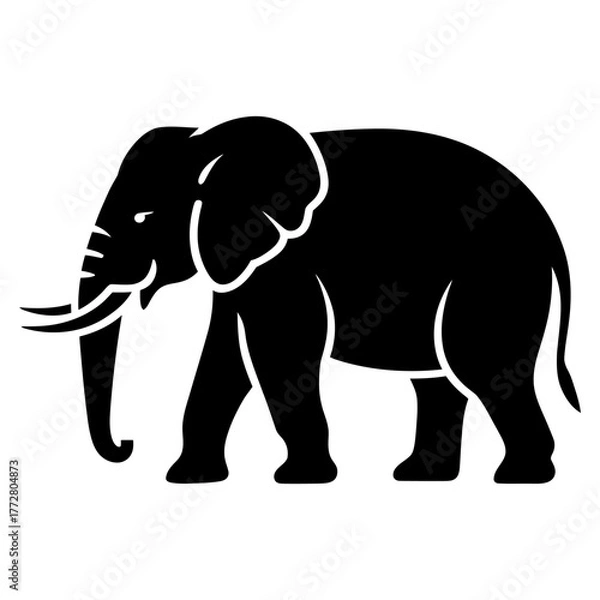 Fototapeta black elephant icon Silhouette vector style on white background