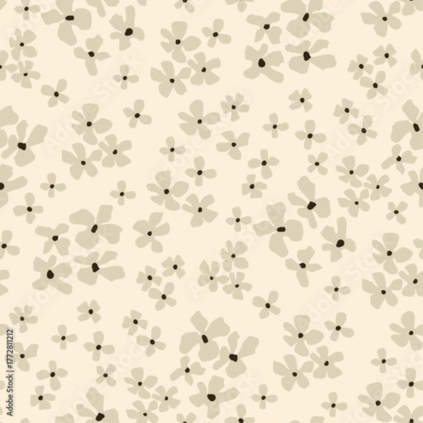 Fototapeta Beige abstract small flowers ditsy pattern