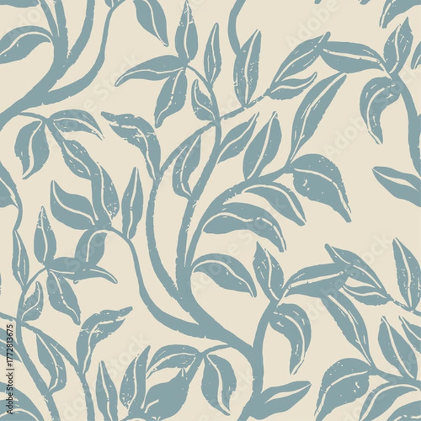 Fototapeta Blue branches seamless damask pattern