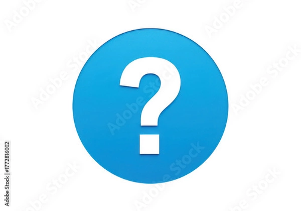 Obraz A bold black question mark symbol inside a bright blue oval isolated on transparent background