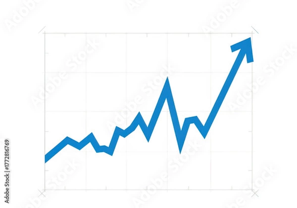 Obraz Blue upward trending line graph showing financial growth isolated on transparent background