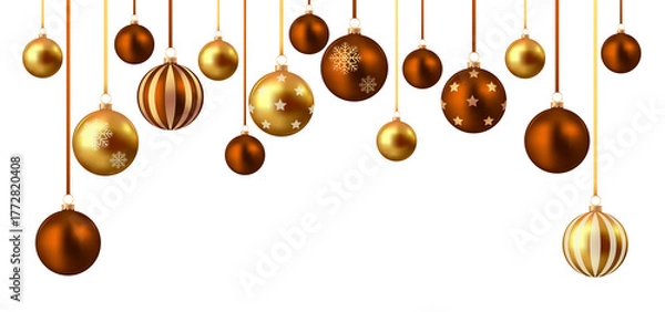 Obraz Gold and brown christmas balls