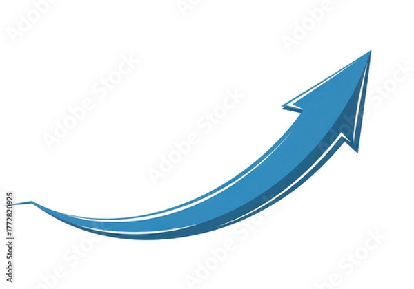 Obraz A stylized blue arrow curves upwards indicating progress and growth isolated on transparent background