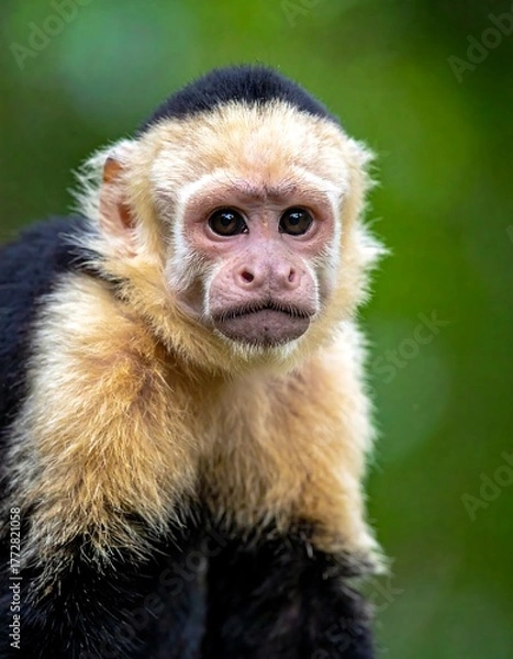 Fototapeta Captivating Capuchin - A Close-Up Portrait of a Curious Monkey.