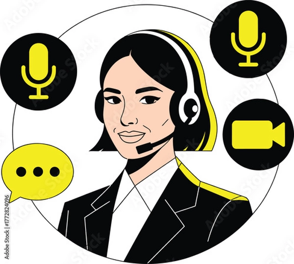 Obraz Abstract curved black line on a white background simple design