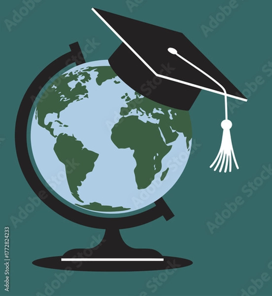 Obraz Abstract Teal Background with Black Shapes for Creative Design Needs