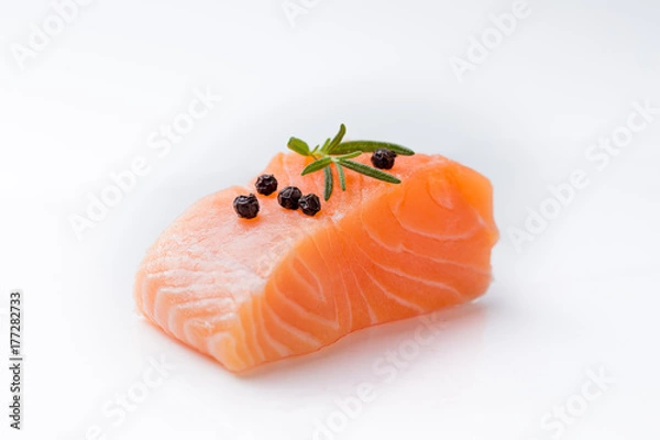 Obraz fresh raw salmon isolate on white