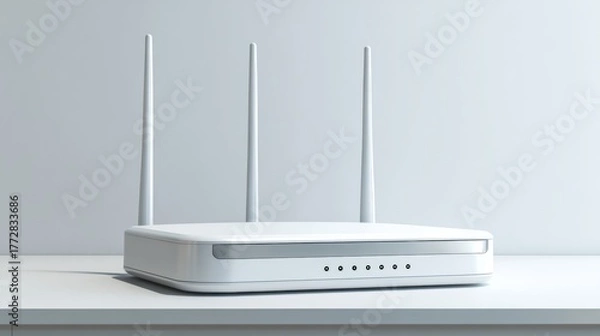 Obraz White WiFi router on a white background