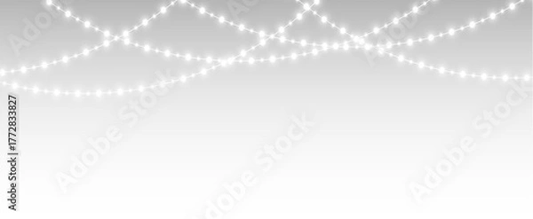 Obraz Decorative holiday garland with illuminated bulbs, vector background for Christmas banners, festive cards, seasonal illustrations, and celebration designs.