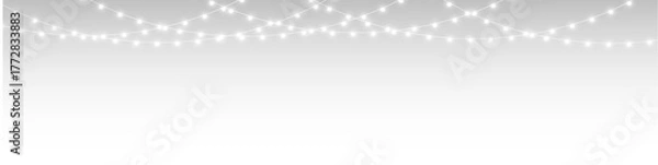 Fototapeta Festive vector background with Christmas garland, glowing string lights, decorative bulbs, perfect for banners, illustrations, greeting cards, and holiday celebration design.