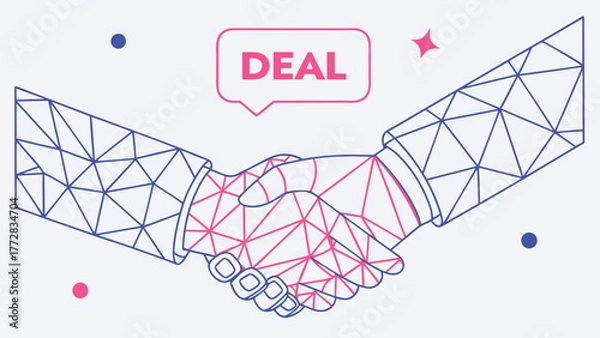 Fototapeta Deal handshake geometric shapes abstract concept business partnership agreement success vector Abstract